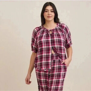 Torrid Gauze Henley Long Sleeve Sleep  Shirt